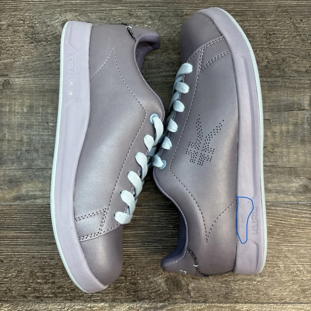 KURU Roam Women's 7.5 Classic Court Leather Sneaker Lilac Shimmer/Blue‎ Fog